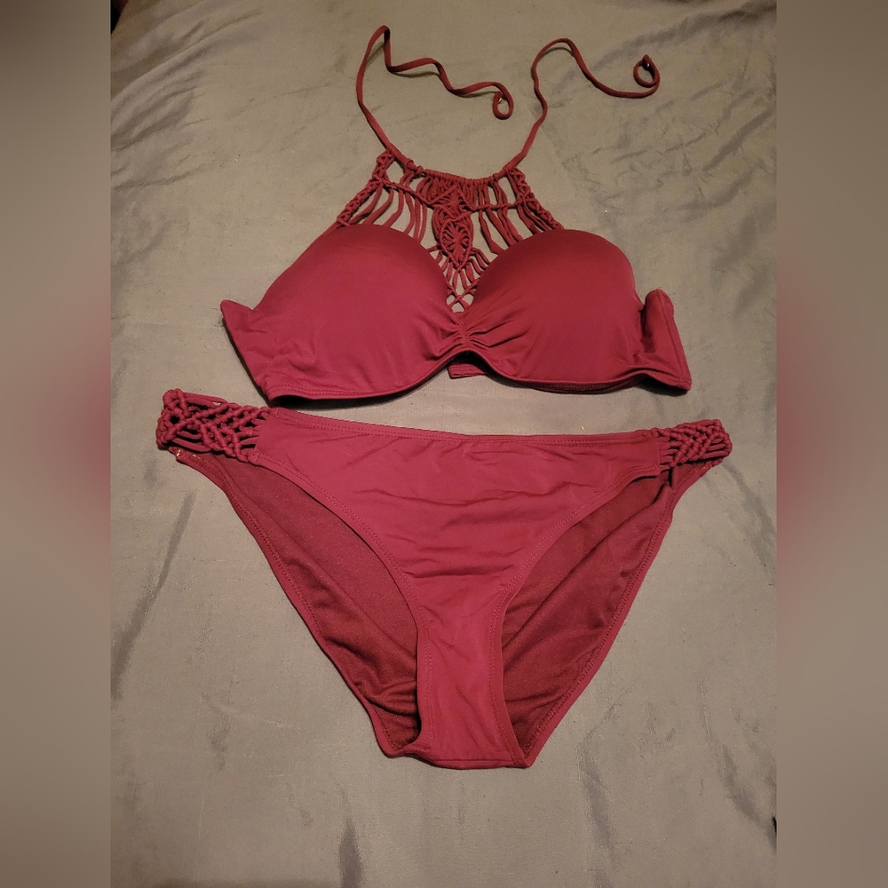 Ambrielle Crochet Bikini Burgundy